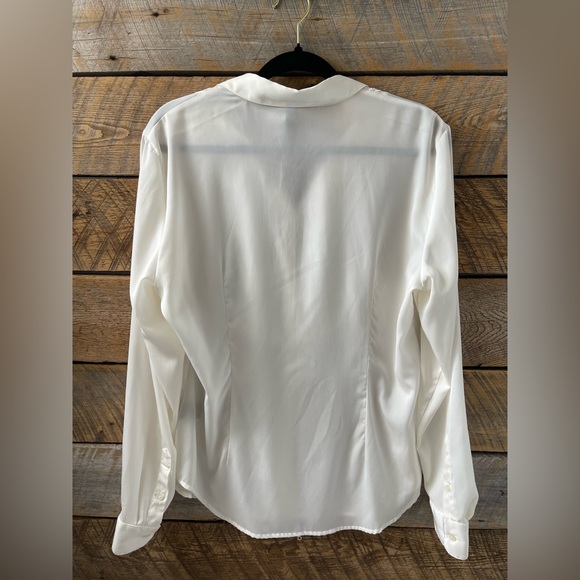 Ralph Lauren Women Blouse Long Sleeve Lace Front Size XL Polyester Cream Color - Picture 2 of 12